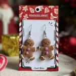 Kolczyki ludziki z piernika fioletowe guziczki