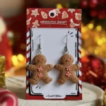 Kolczyki ludziki z piernika czerwone guziczki