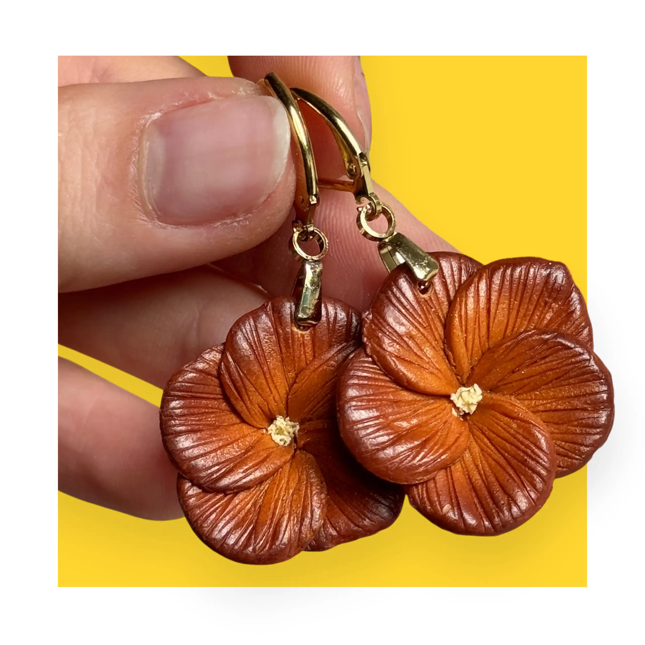 FWEFG Kolczyki kwiat jesieni złote - obrazek 1