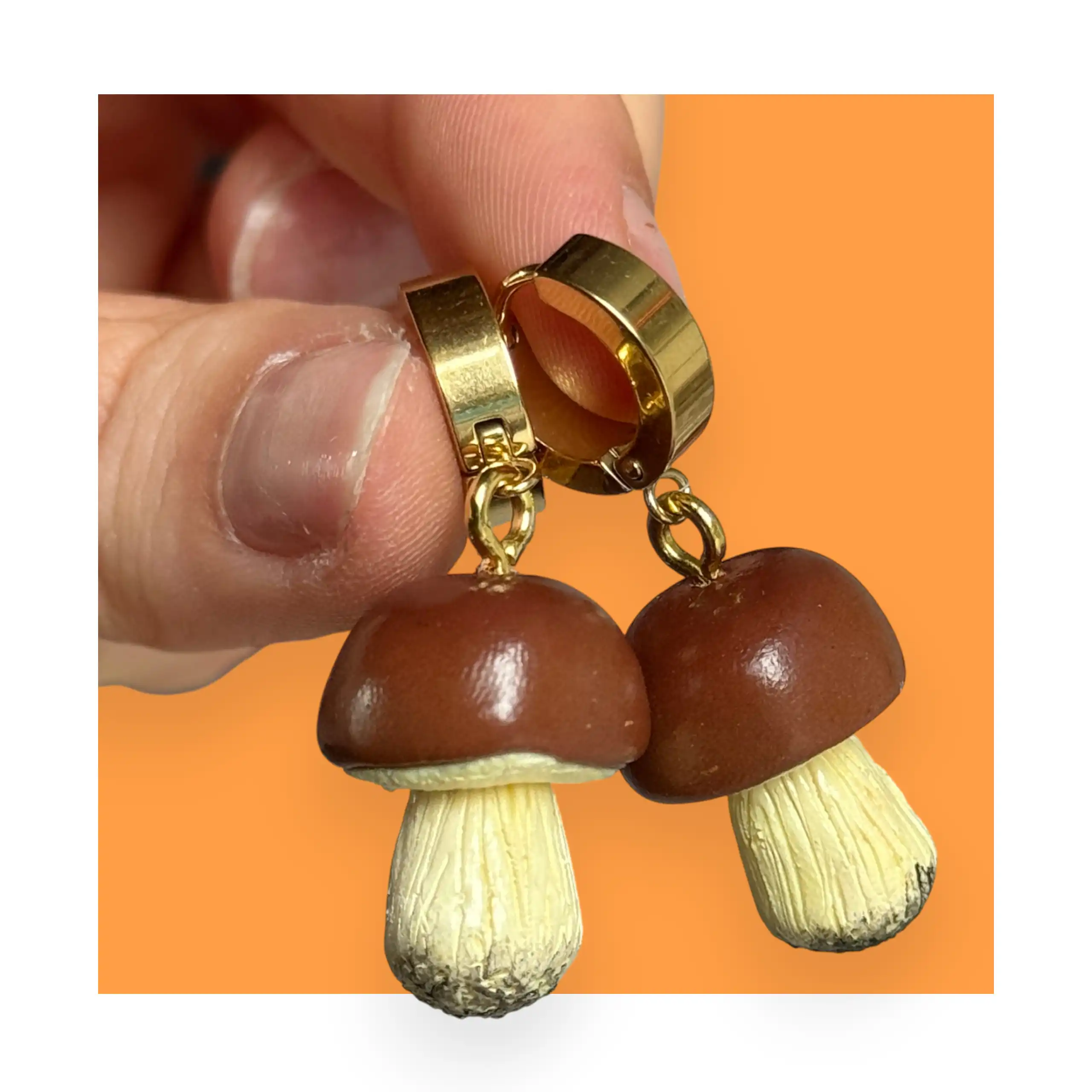 JYJ Kolczyki borowiki złote - obrazek 1