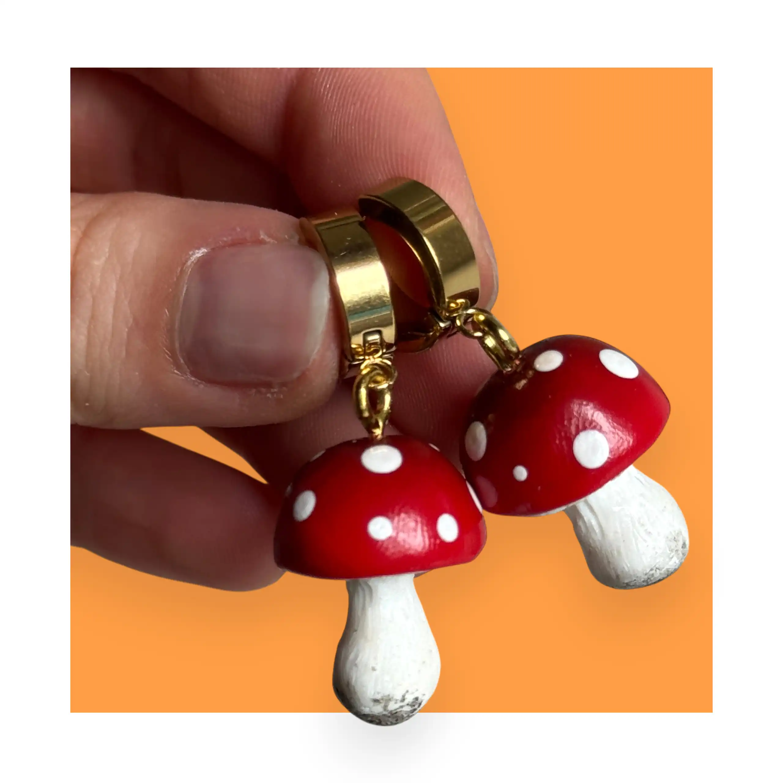 cx Kolczyki muchomory złote - obrazek 1