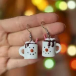 Kolczyki kubek kakao bałwanek