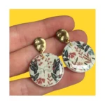 Kolczyki okrągłe kwiatuszki biel