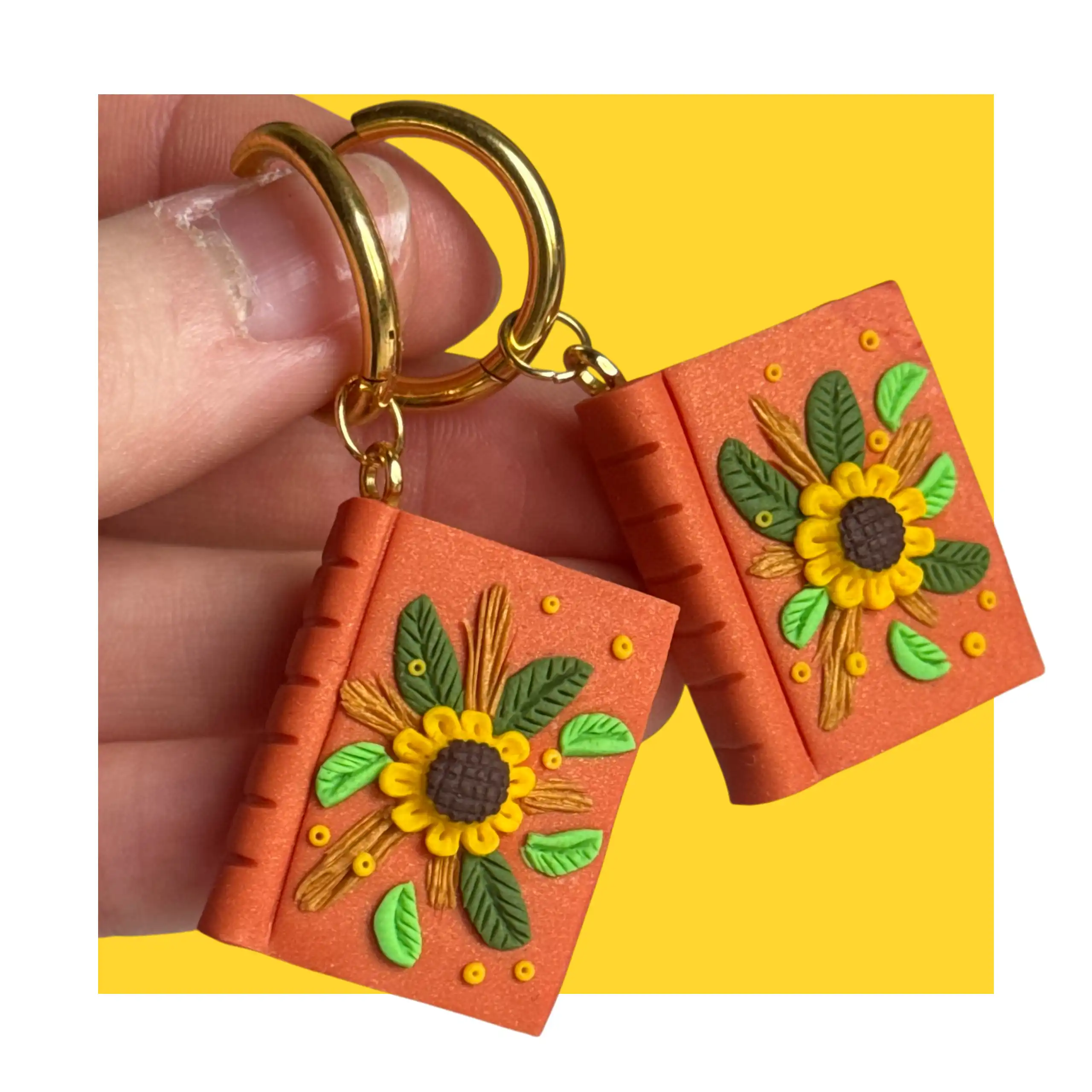 serty7u Kolczyki książki ze słonecznikiem - obrazek 1